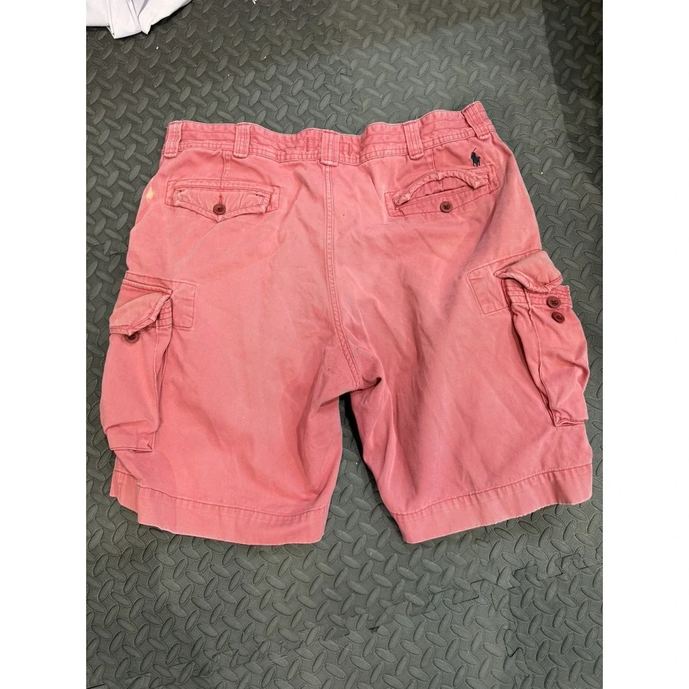 Polo Ralph Lauren Cargo Shorts Men's 40 Salmon Military Distress Heavyweight
